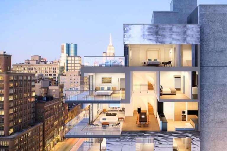 High And Downside Areas In Textured Penthouse Apartment