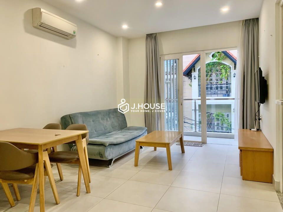 Spacious serviced apartment for rent with balcony in Thao Dien