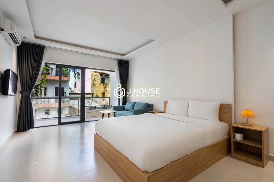 Modern serviced apartment with balcony near Tan Dinh market, District 1, HCMC