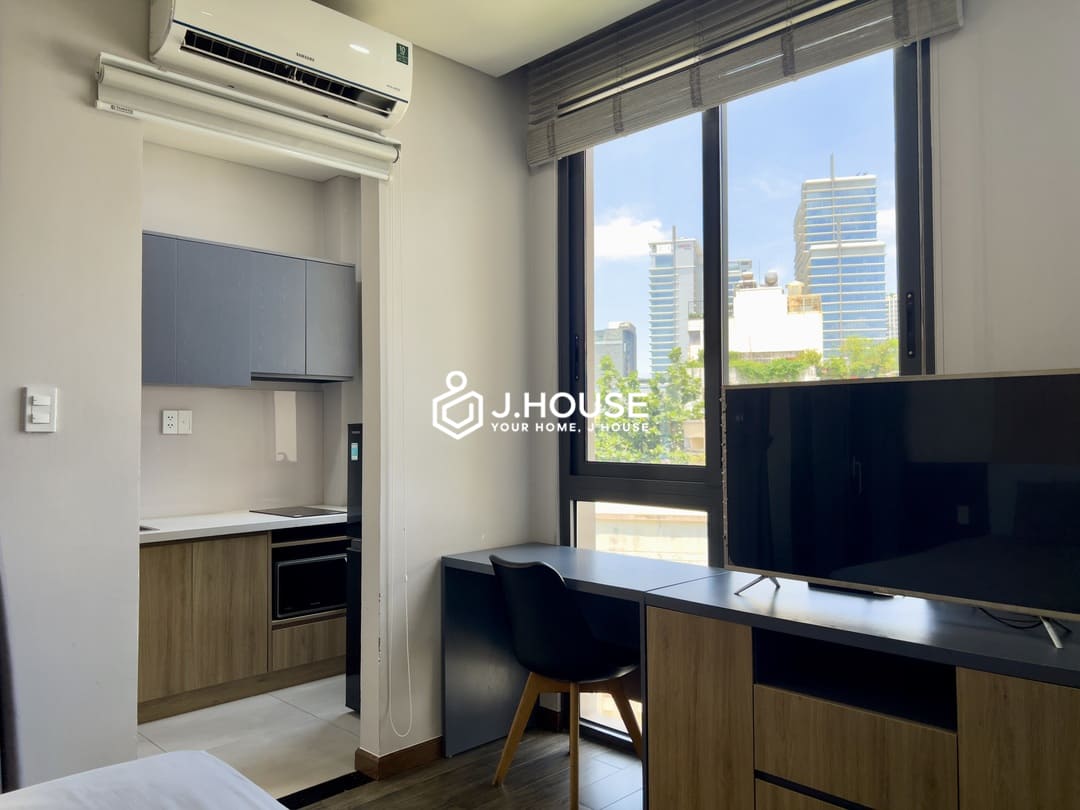 Modern studio apartment for rent with balcony at AV House, District 3, HCMC