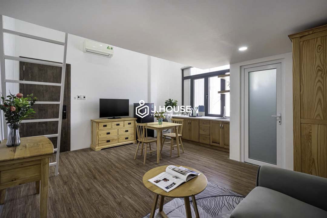 Cozy Duplex Apartment with Wooden Interior for Rent in Phu Nhuan-4