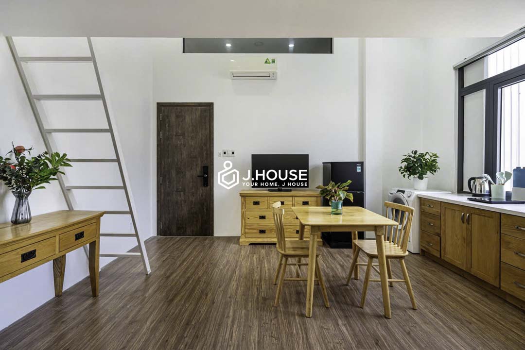 Cozy Duplex Apartment with Wooden Interior for Rent in Phu Nhuan-5