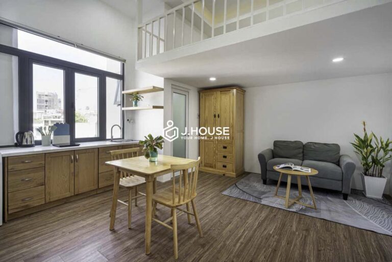 Cozy Duplex Apartment with Wooden Interior for Rent in Phu Nhuan